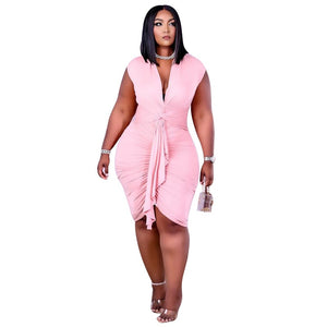 Robe grande taille couleur unie pour femmes