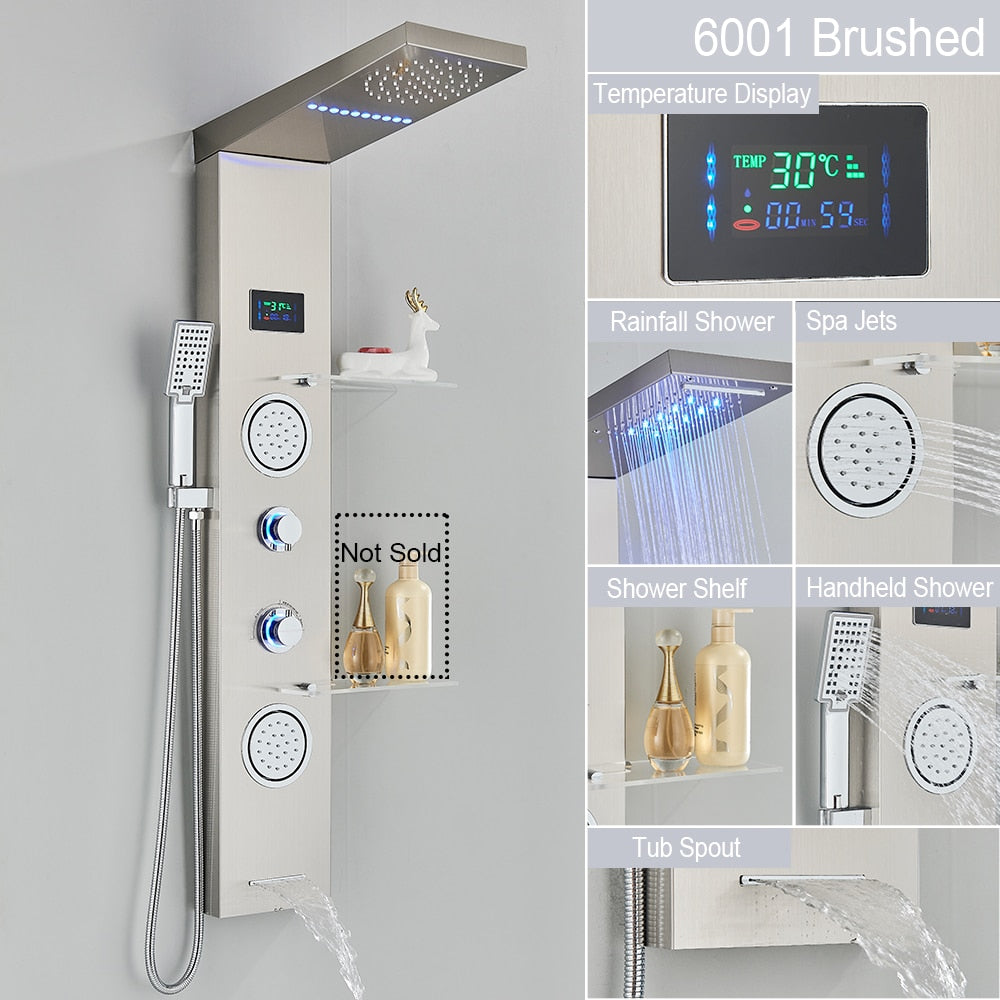 Système de colonne de douche à jet de massage, robinet de douche à LED LCD