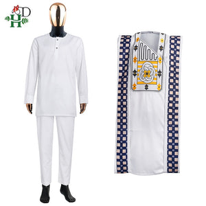 Vêtements africains traditionnels, ensemble 3 pièces, pour hommes