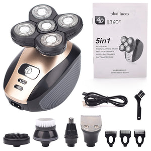 Rasoir électrique rechargeable 4d 5 en 1 avec 5 têtes flottantes pour hommes